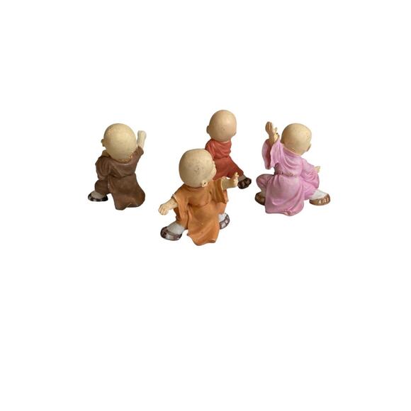 Vintage Set of 4 Baby Monk Resin Figurines Happiness 2.5" - Picture 7 of 9